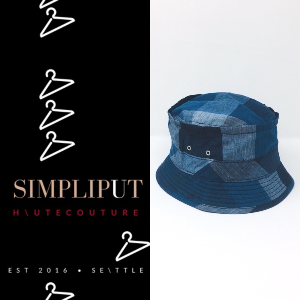 J. Crew Indigo Patchwork Bucket Hat XL
